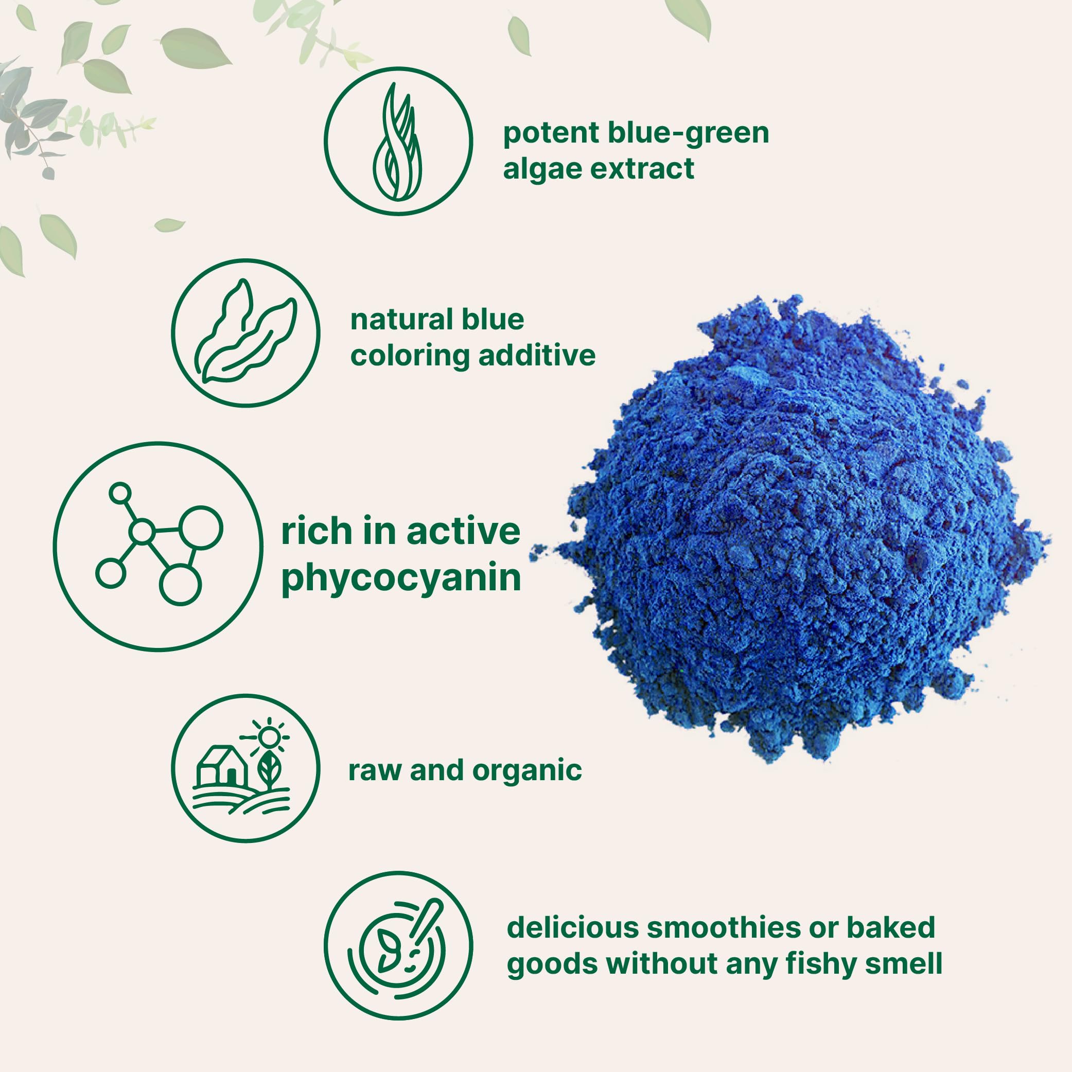 Micro Ingredients spiruline bleue utilisée comme colorant naturel dans une recette.
