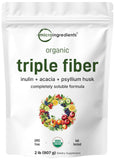 Micro Ingredients Poudre Triple Fibre Organique en boîte, apport quotidien en fibres.