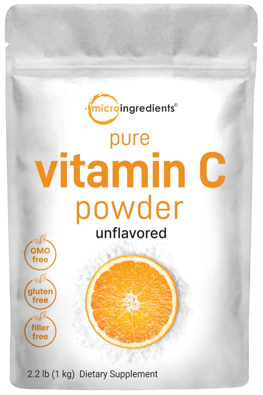 Micro Ingredients Poudre Vitamine C Pure dans la bouteille, idéal pour smoothies quotidiens