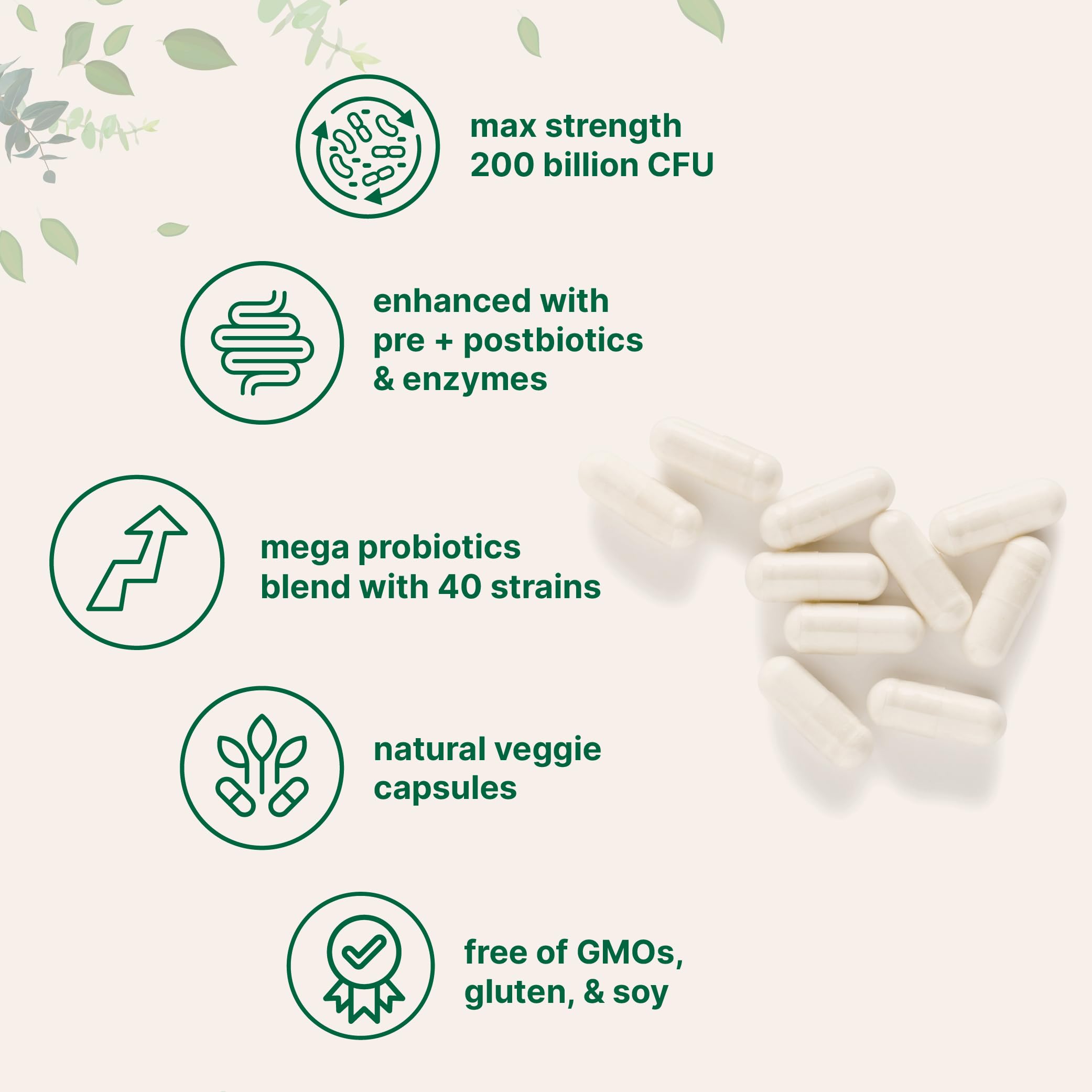 Micro Ingredients Probiotiques: capsules végétariennes faciles à avaler et sans OGM.