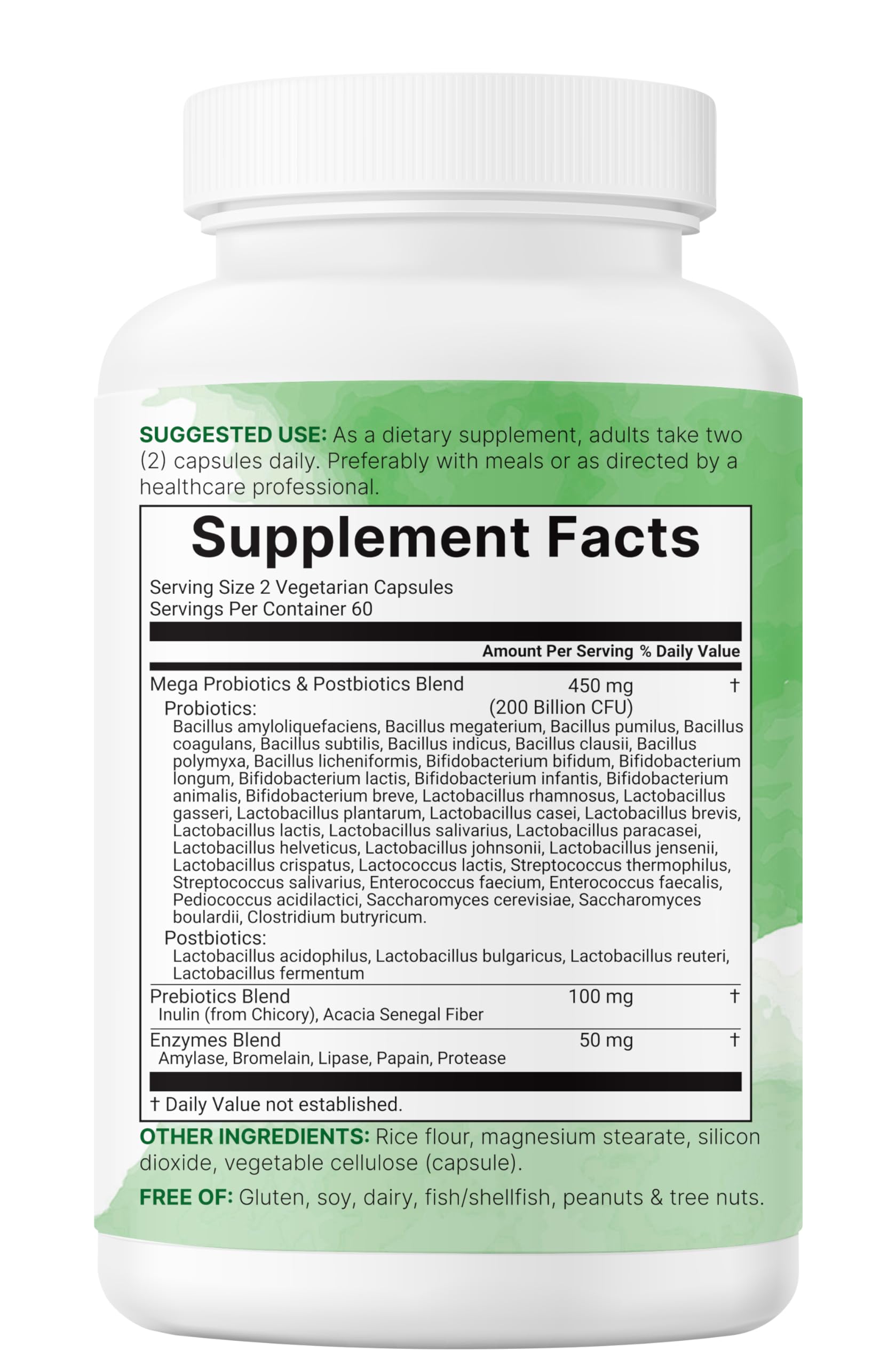 Micro Ingredients Probiotiques: sans soja, lactose, gluten et autres allergènes courants.