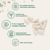 Boîte Micro Ingredients Pure B Complex Méthylé avec gélules visibles.