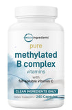 Micro Ingredients Pure B Complex Méthylé: bouteille de gélules pour un apport quotidien.