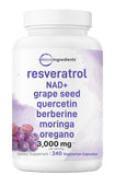 Micro Ingredients Resveratrol NAD Complex - bouteille avec capsules faciles à prendre pour un soutien antioxydant.