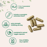 Micro Ingredients Resveratrol NAD Complex - etiquette lisible avec ingrédients détaillés.
