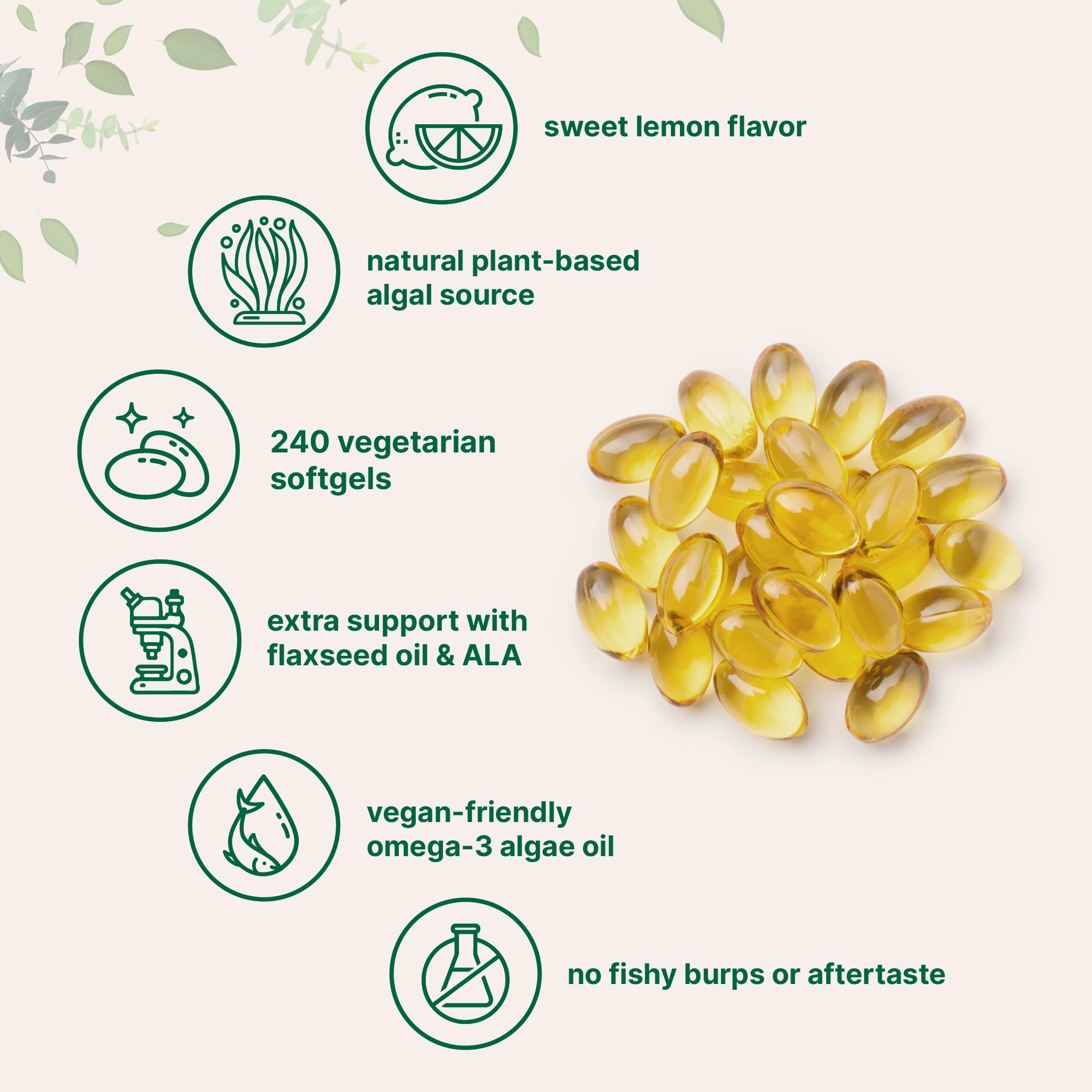 Sans carraghénane Micro Ingredients oméga-3, formule douce adaptée à une routine quotidienne.