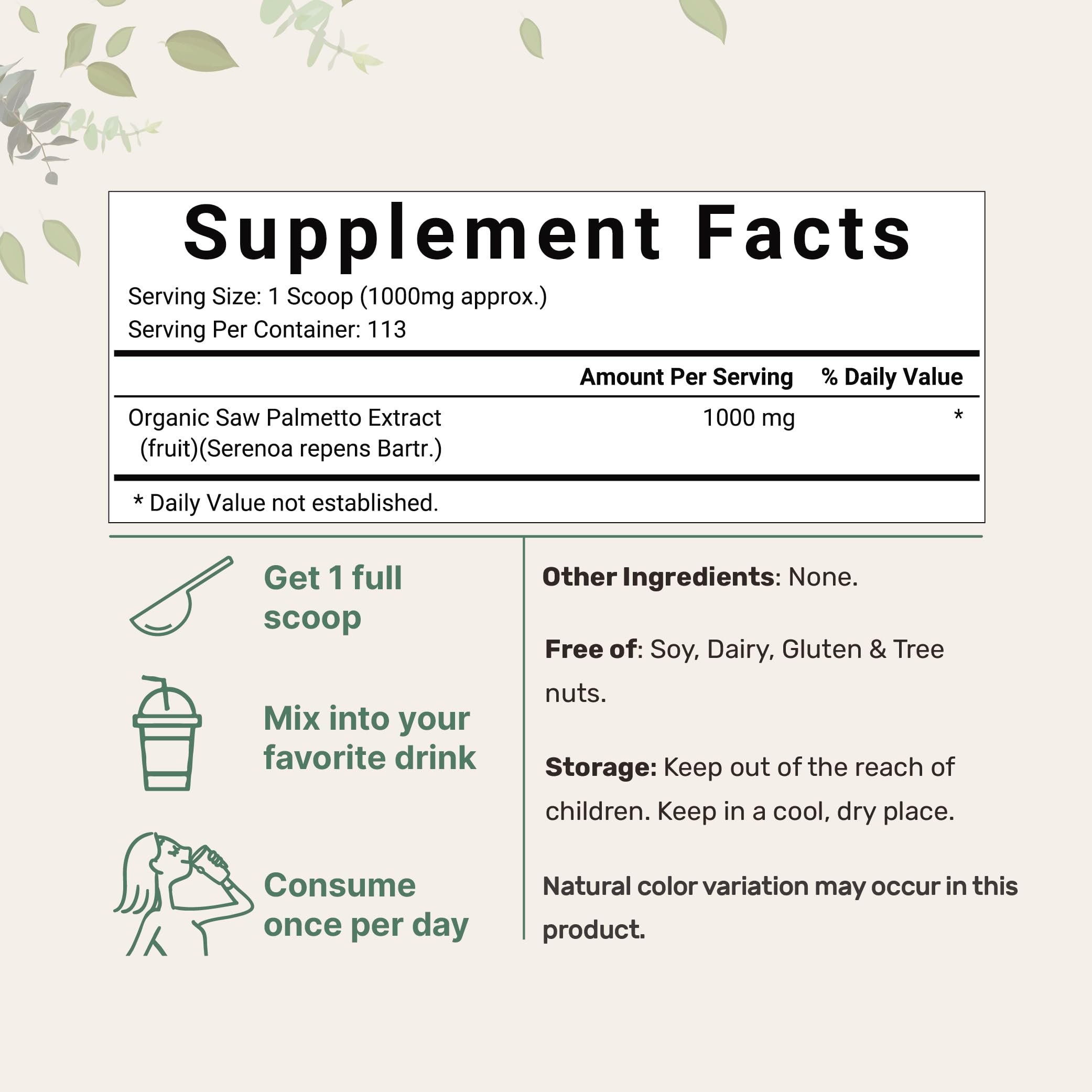 Micro Ingredients Saw Palmetto cuillère doseuse - mesurer facilement la portion quotidienne