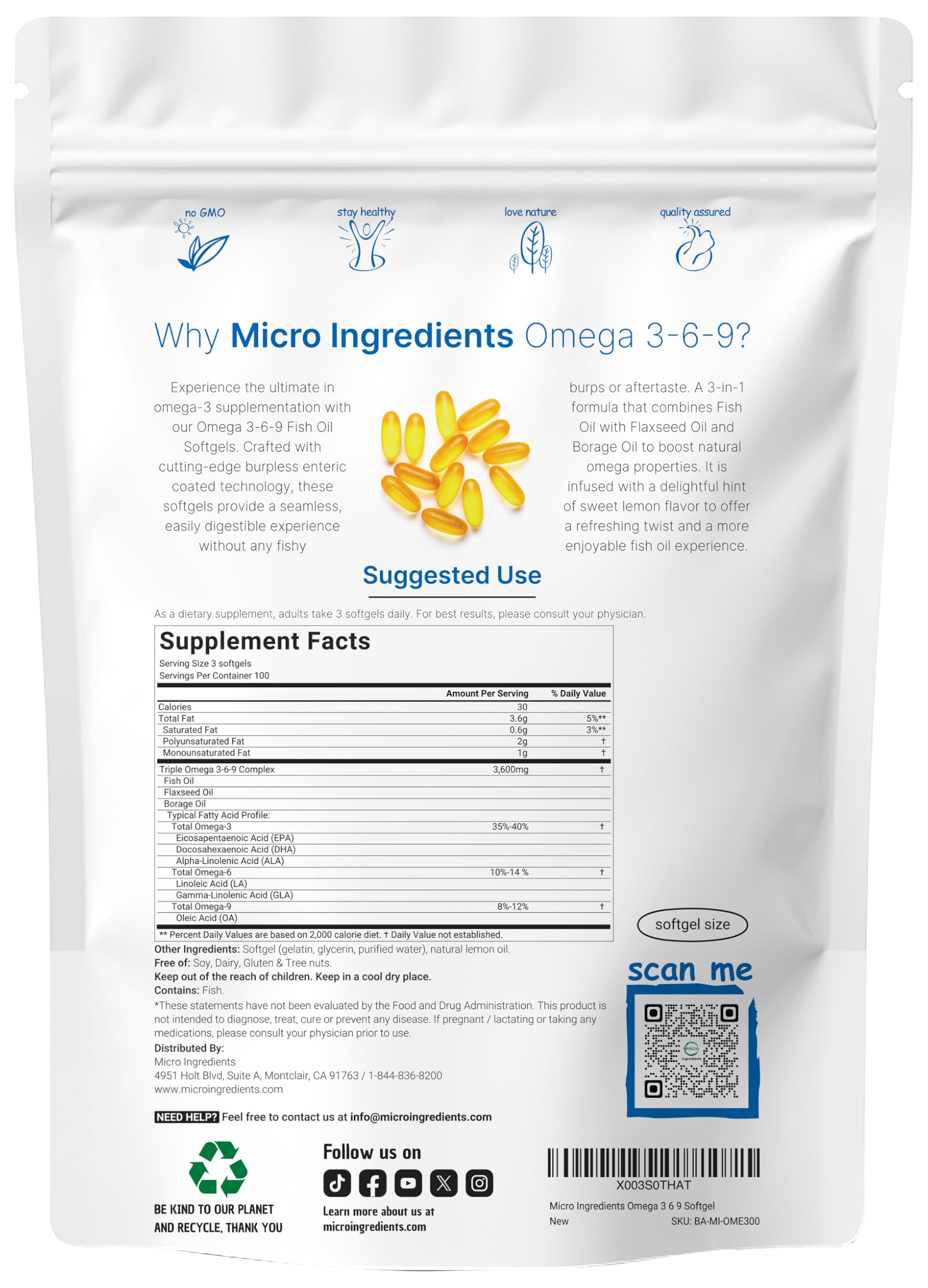 Micro Ingredients softgels sans arrière-goût – capsules faciles à digérer