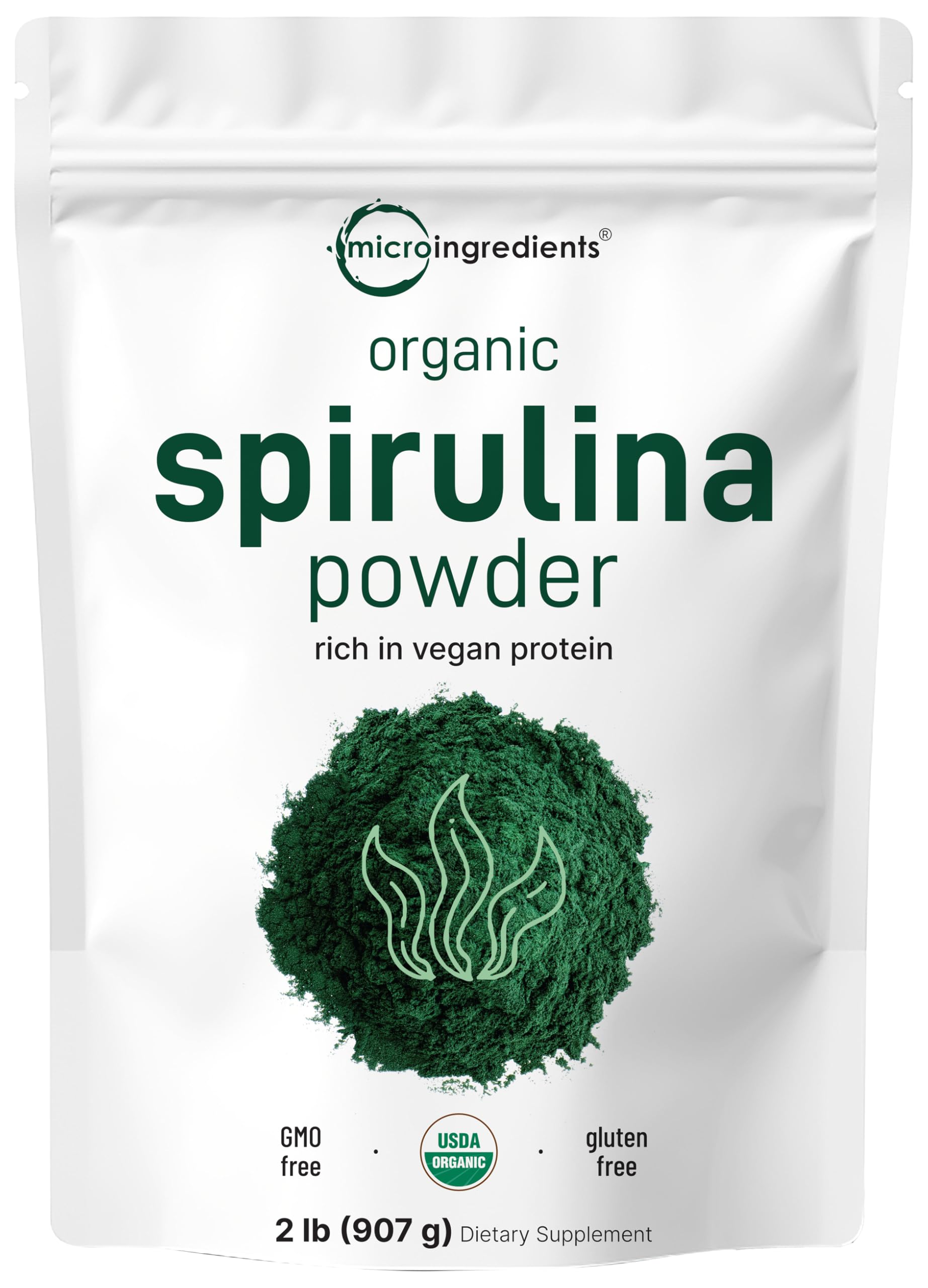 Micro Ingredients spiruline poudre emballage 2 lb prête à mélanger