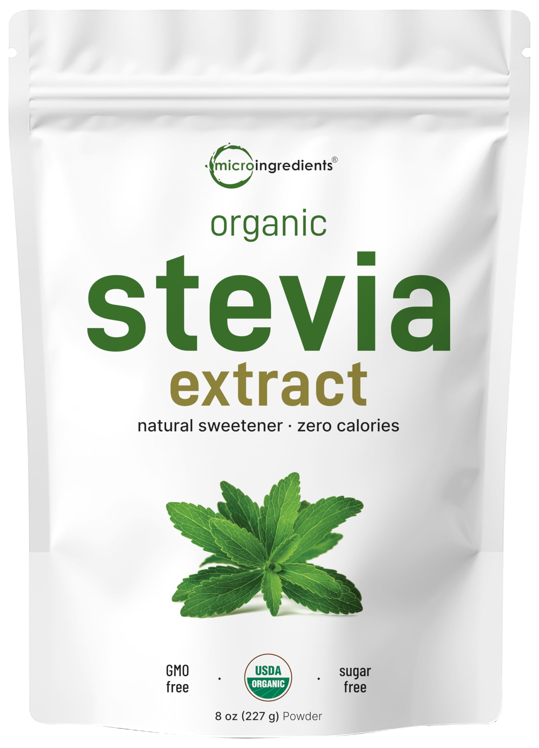 Micro Ingredients Stevia Poudre pure organique 8oz dans flacon