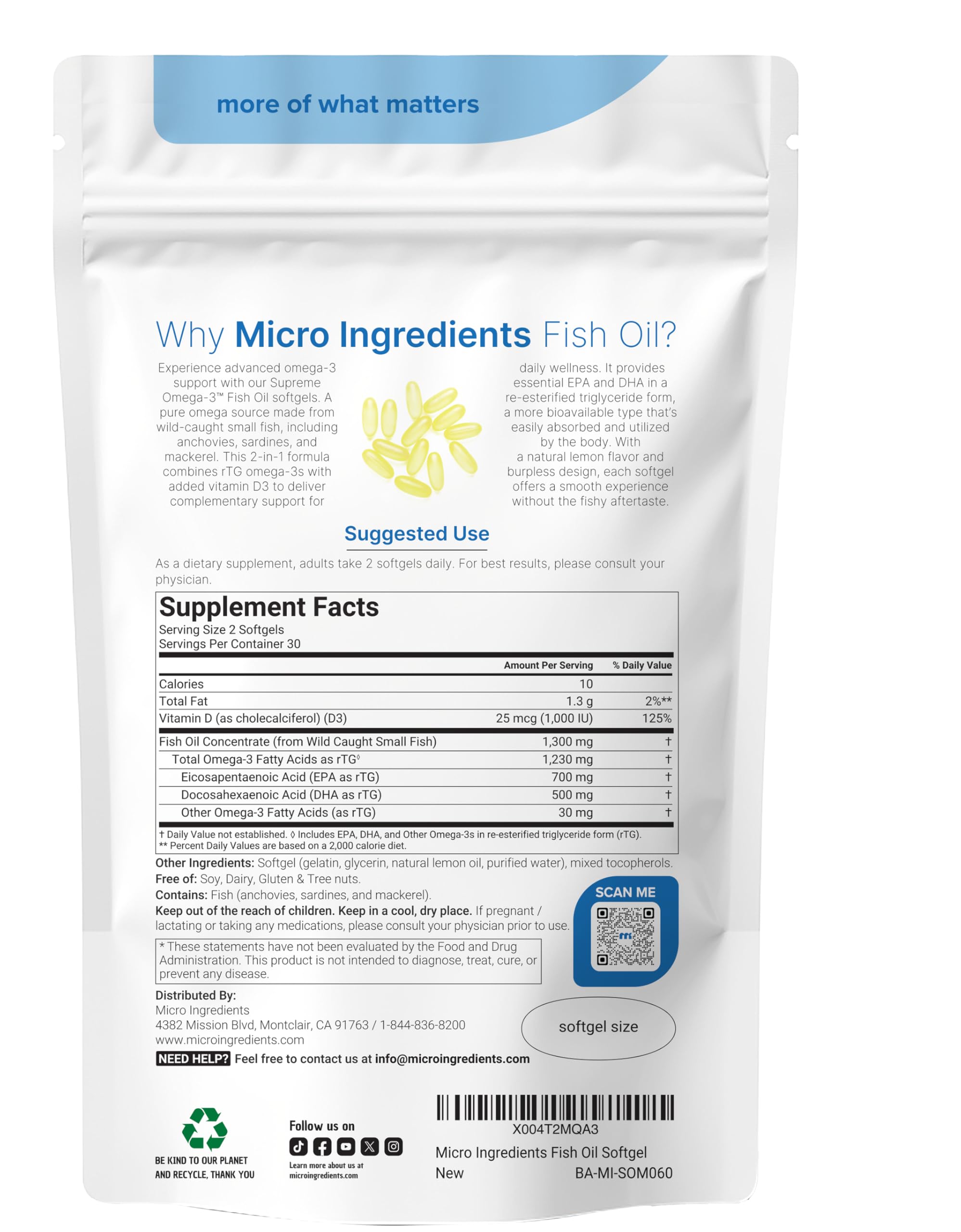 Micro Ingredients Supreme Omega-3: gélules saveur citron sans arrière-goût agréable.