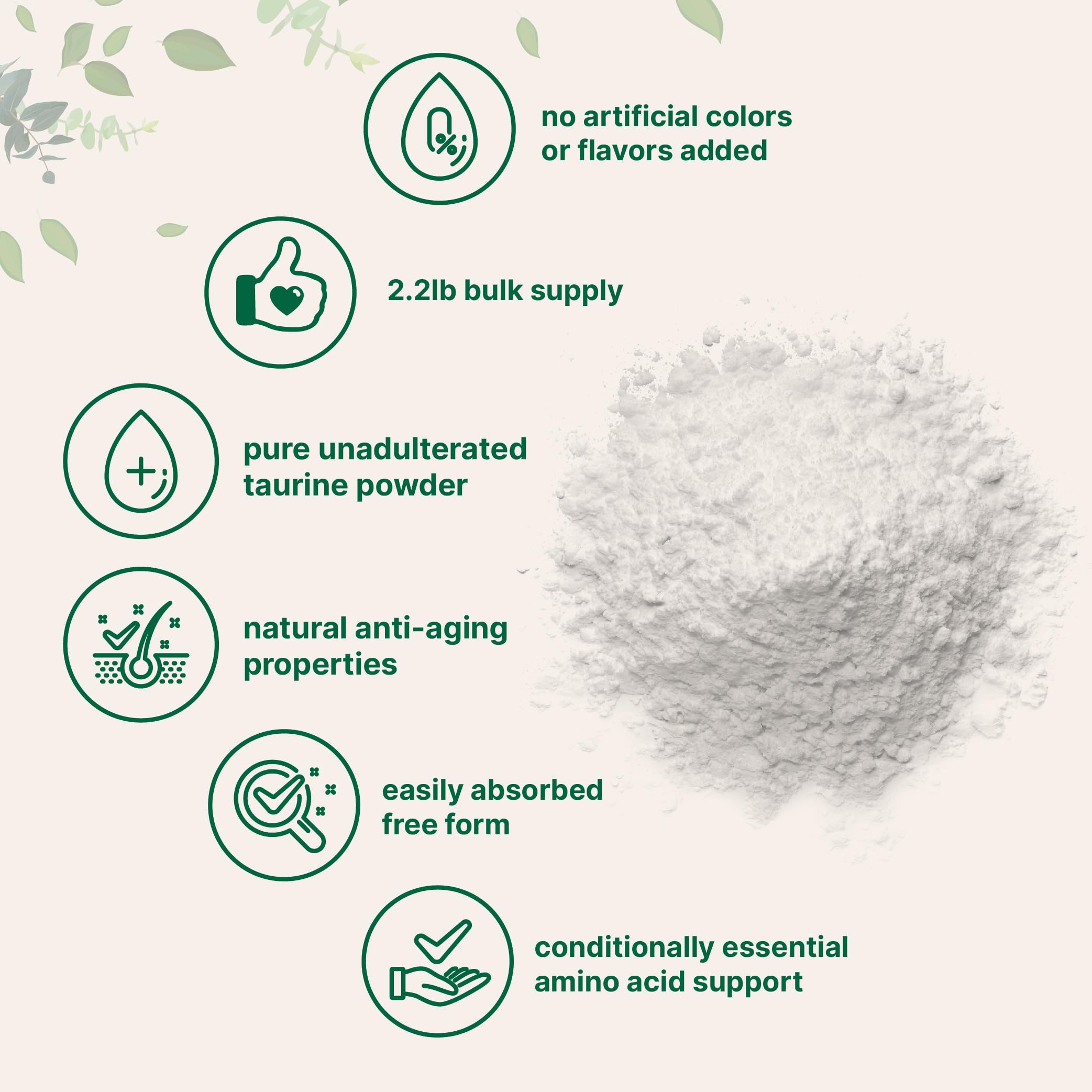 Taurine Micro Ingredients poudre sachet 1 kg pour une fourniture longue durée.