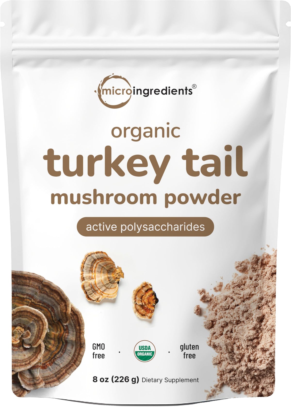 Micro Ingredients Tramète versicolore - poudre 8 onces: soutien immunitaire potentiel.