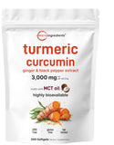 Gelules Turmeric Curcumin Micro Ingredients 3000 mg en gélules avec huile MCT pour absorption optimale.