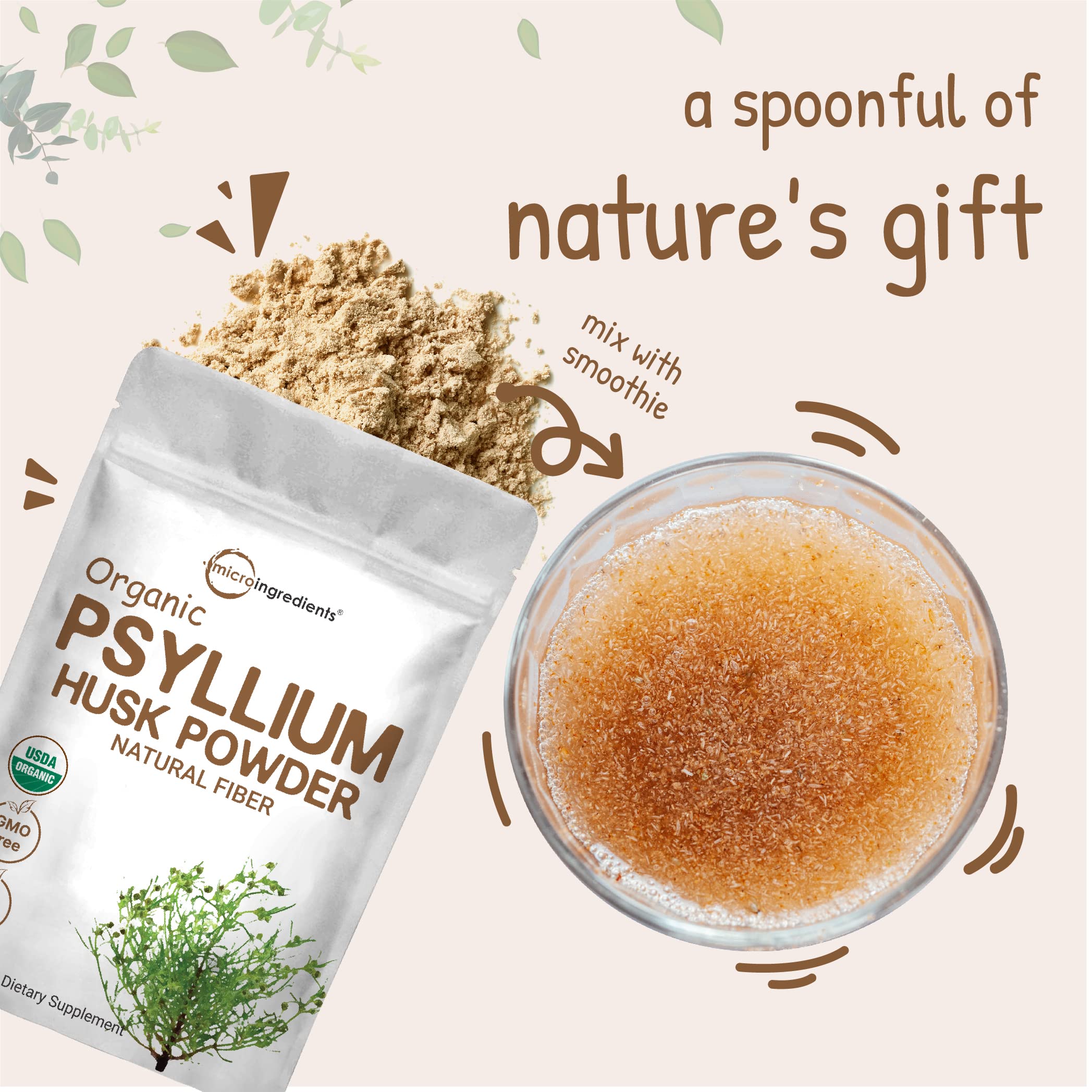 Micro Ingredients Utilisation quotidienne psyllium — soutien digestif dans votre routine alimentaire.