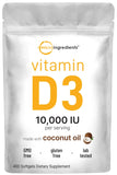Micro Ingredients vitamine D3 en bouteille avec capsules molles faciles à avaler pour l'apport quotidien.