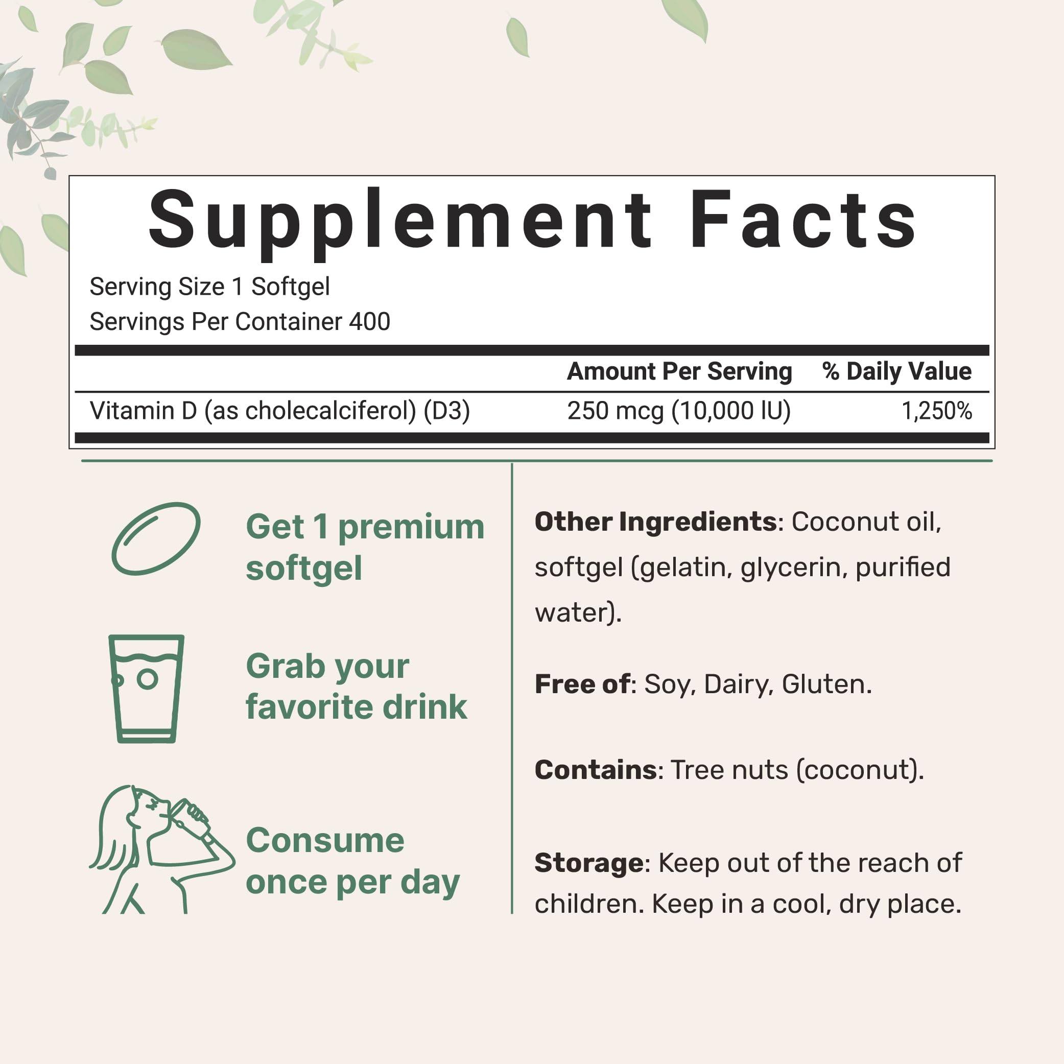 Capsules molles Micro Ingredients D3 faciles à prendre au quotidien pour le soutien nutritionnel.
