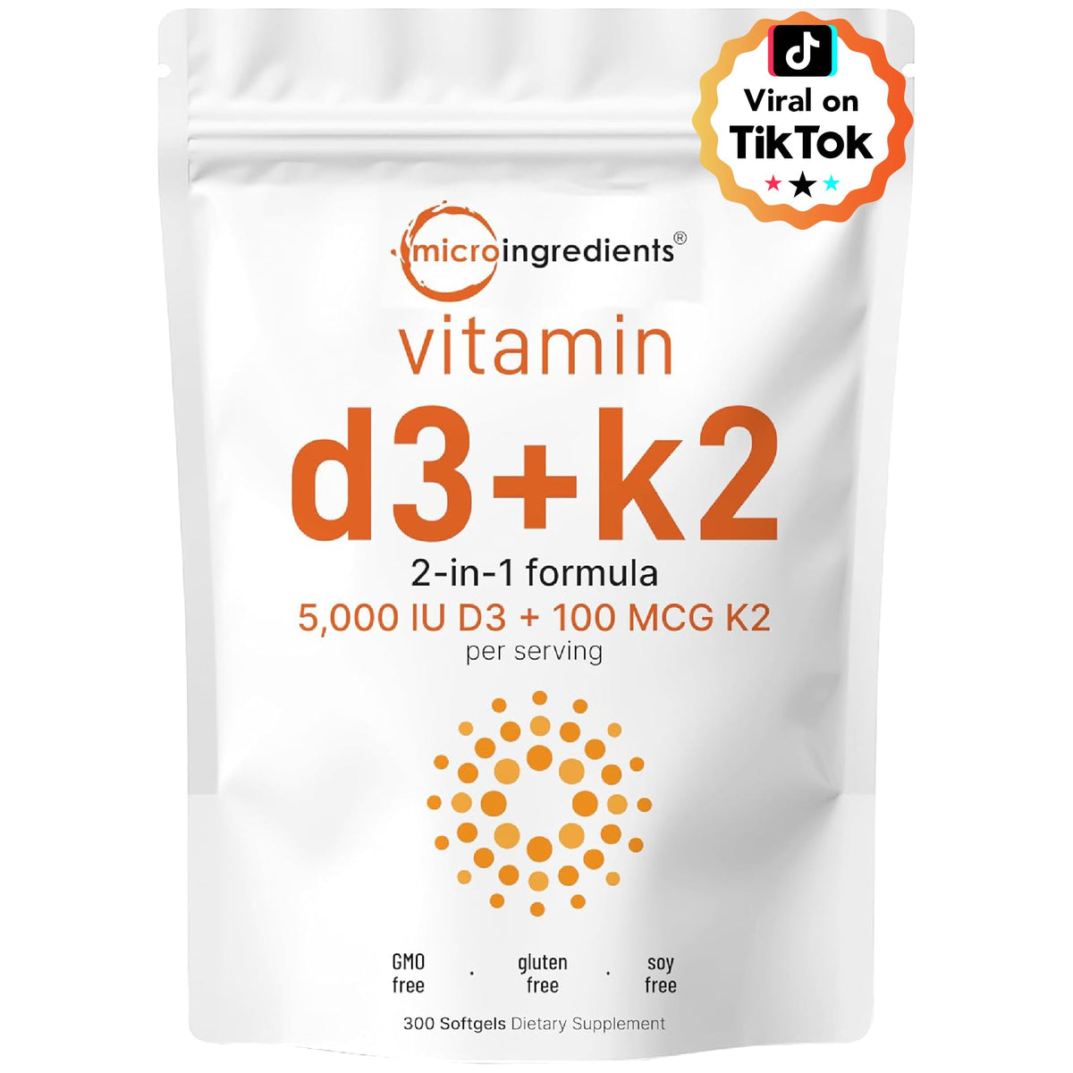 Micro Ingredients vitamine D3 K2 MK7 – bouteille prête pour la routine quotidienne.