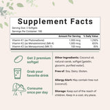 Micro Ingredients Super Vitamine K Complex – capsules molles, absorption optimisée via huile de coco pour calcium.