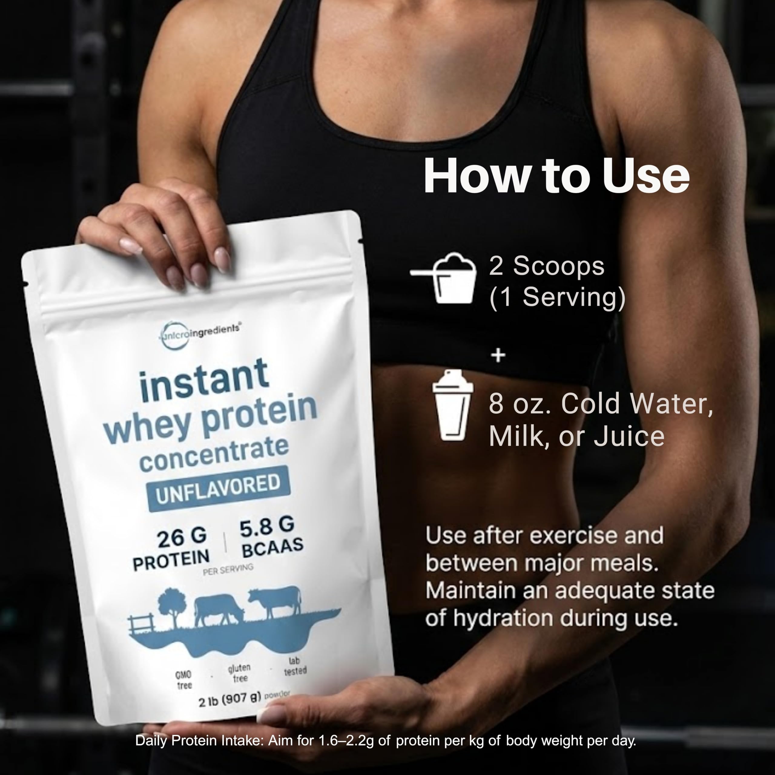 Dissolution rapide et peu de grumeaux avec Micro Ingredients protéine whey instantanée