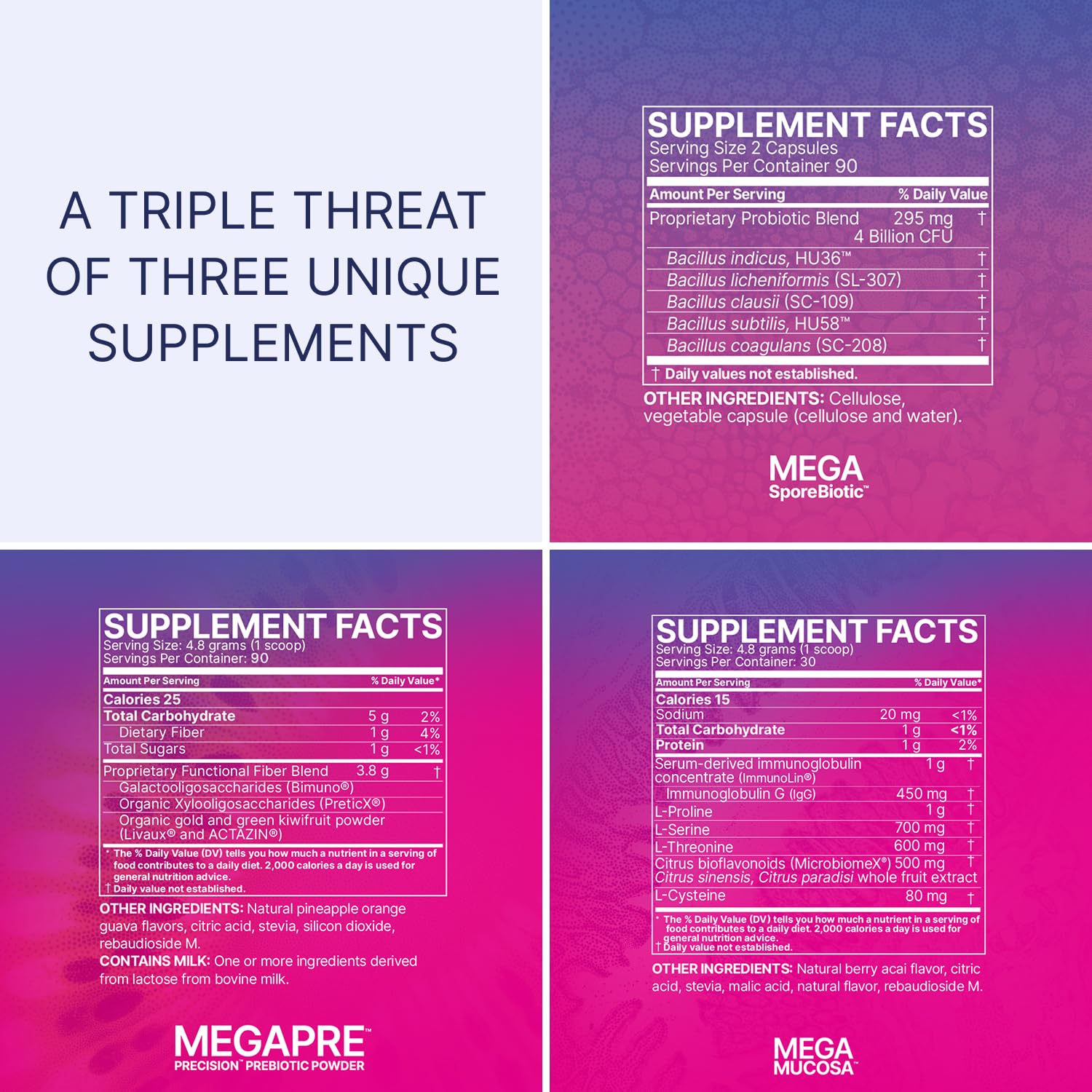 MegaPre poudre prébiotique renforçant les changements bénéfiques.