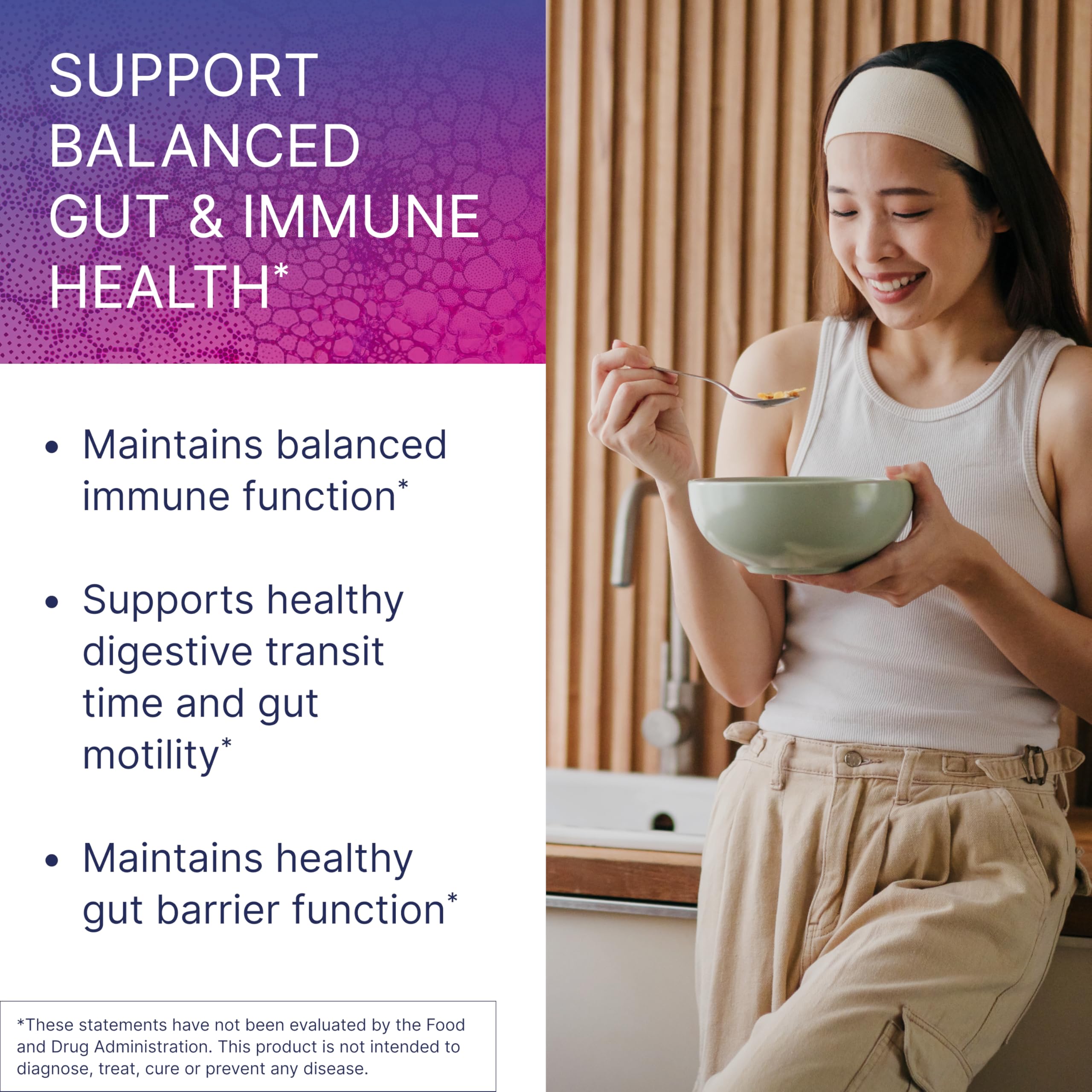 Etiquette HU58 Microbiome Labs, indications et dosage visibles.
