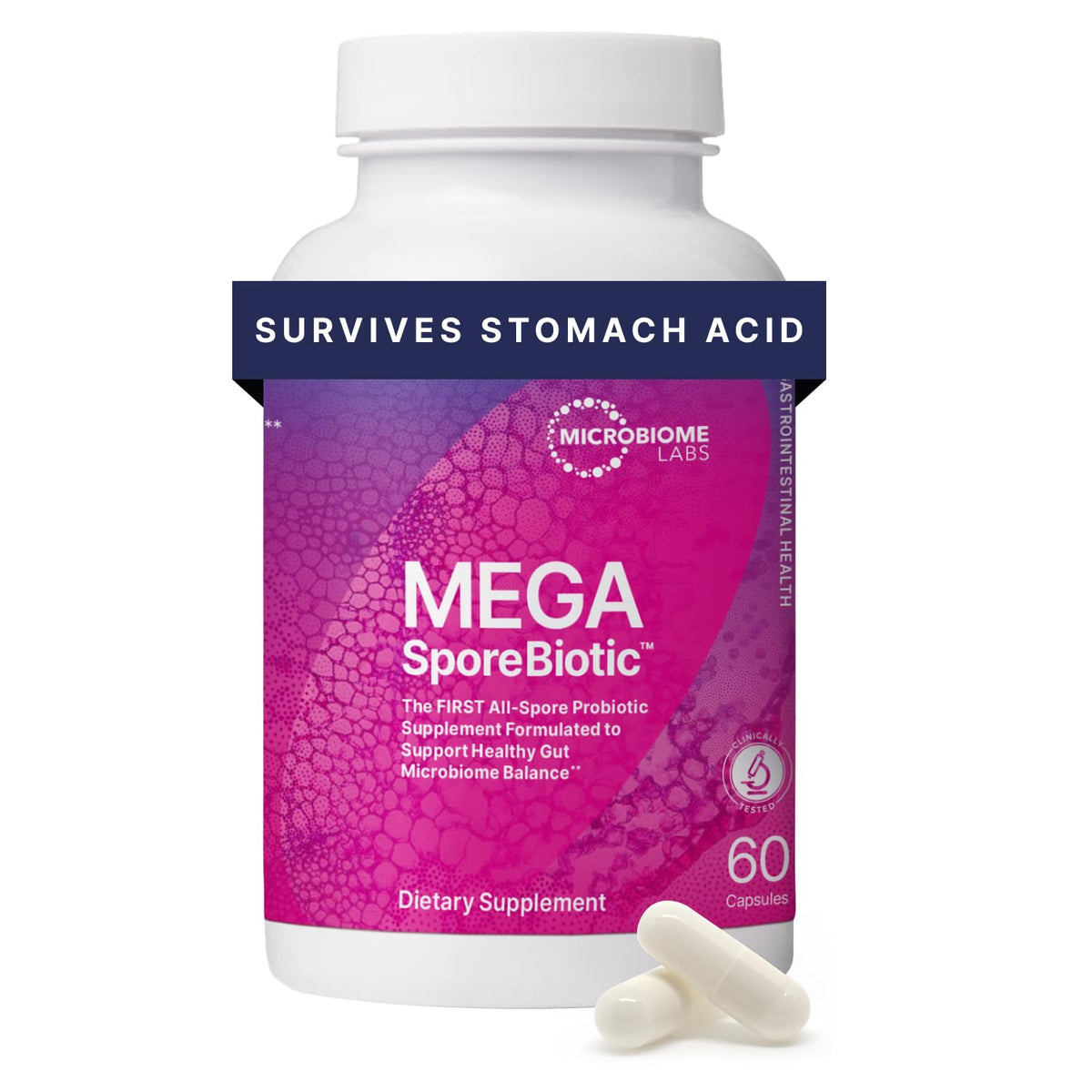 MegaSporeBiotic : capsules pour soutenir le microbiome et la digestion.
