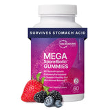 Gommes MegaSporeBiotic Microbiome Labs: saveur framboise et soutien potentiel au microbiome