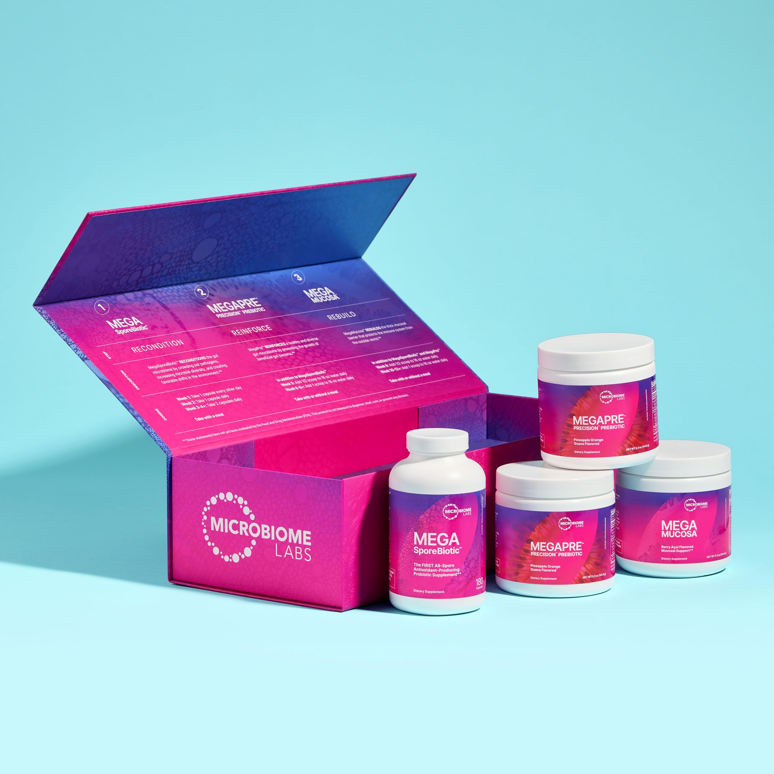 Microbiome Labs MegaSporeBiotic capsules soutiennent l’écosystème intestinal.