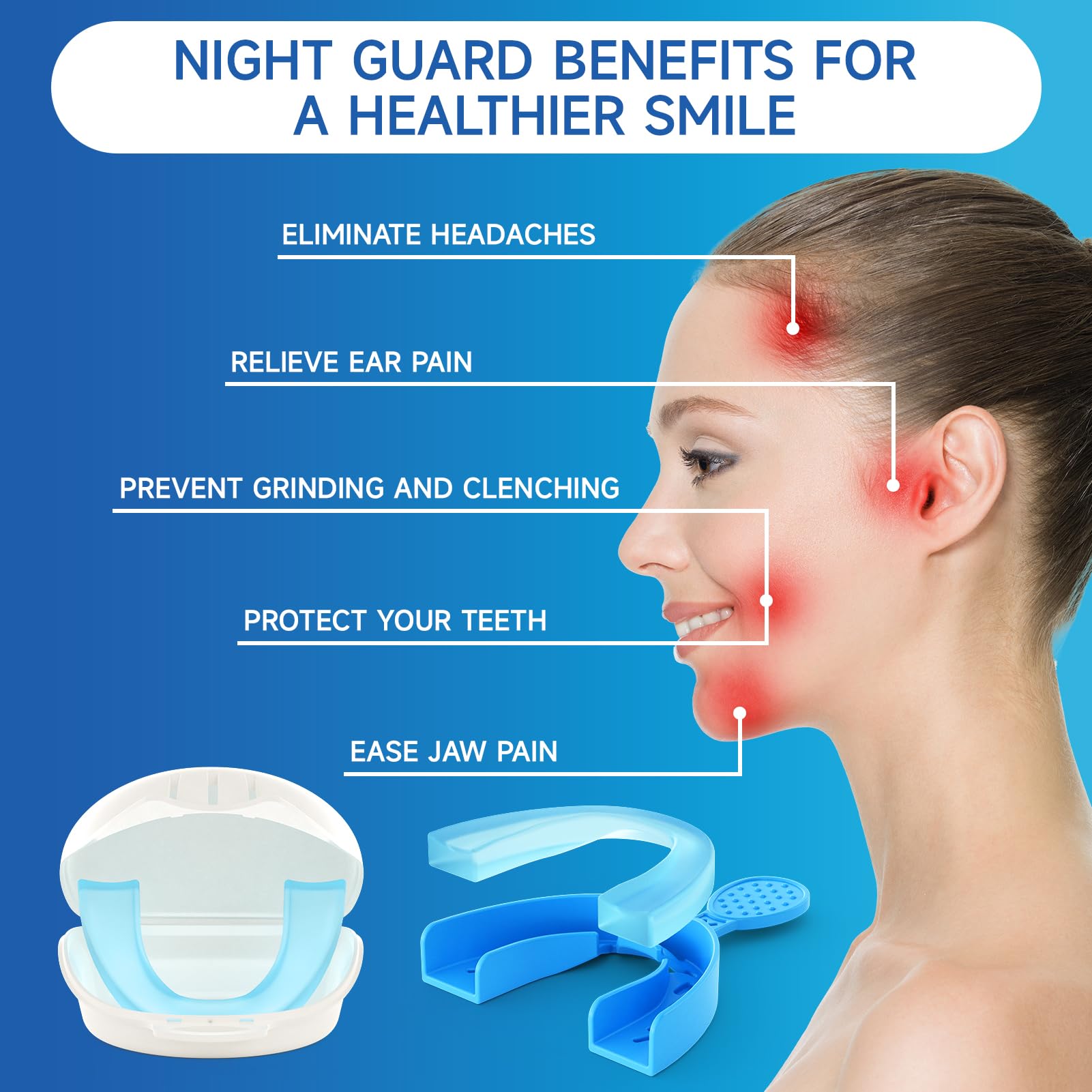 Garde-dents Mictaning en place sur les dents, confort et protection.