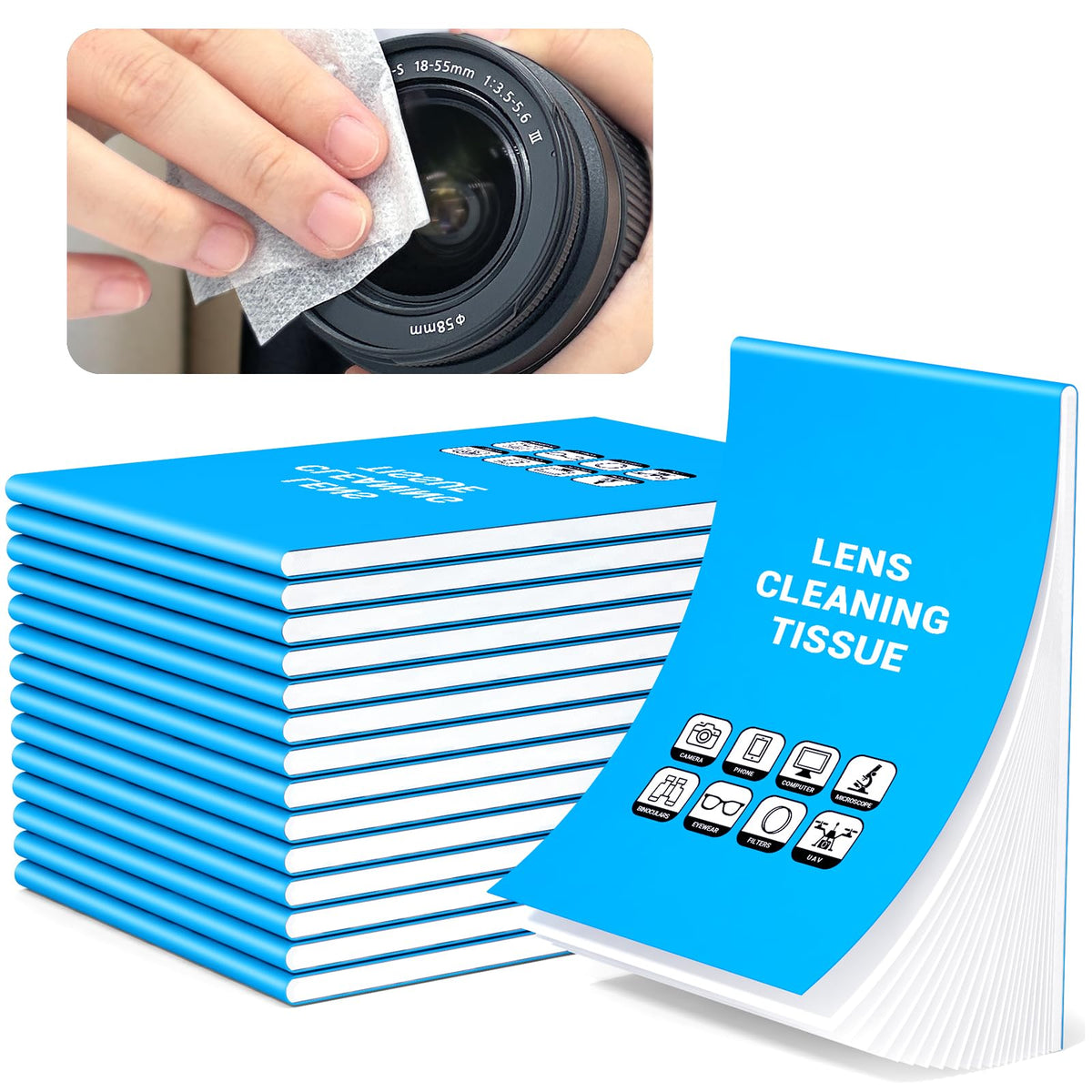 Midukit papier nettoyage lentilles 700 feuilles : nettoyage sûr des surfaces optiques délicates.