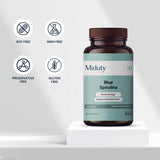 Miduty Palak Notes Blue Spirulina: vue sur les capsules couleur bleue naturelle.