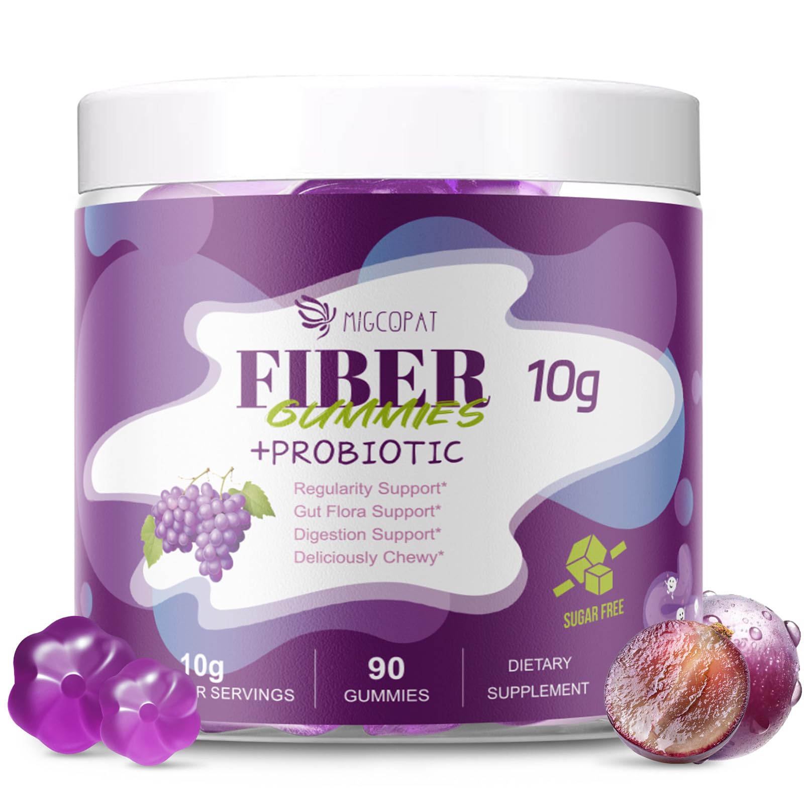 Gommes Migcopat 10G fibres goût raisin pour le transit quotidien.