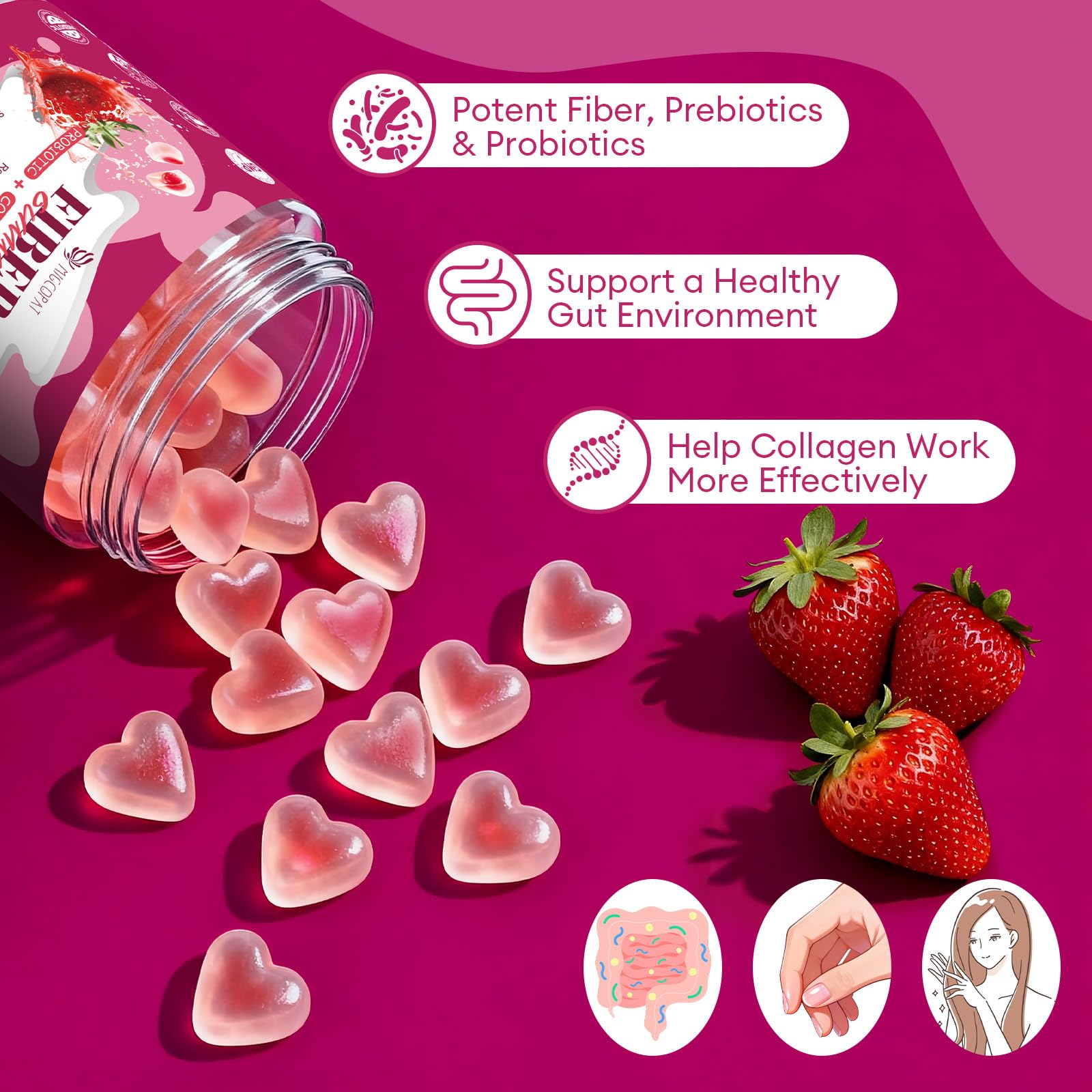 Gommes Migcopat acide hyaluronique et vitamine C: hydratation et élasticité de la peau