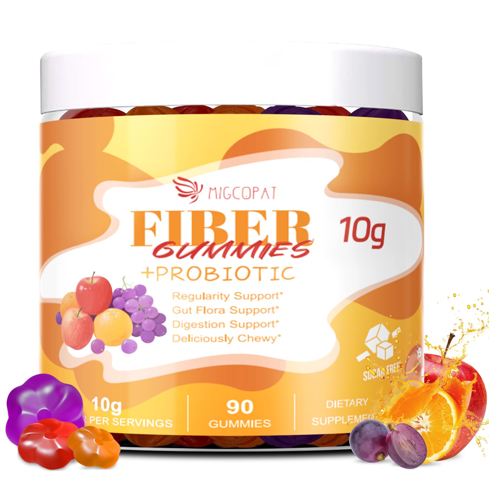 Gommes Migcopat – 10 g de fibres par portion, flacon pratique.