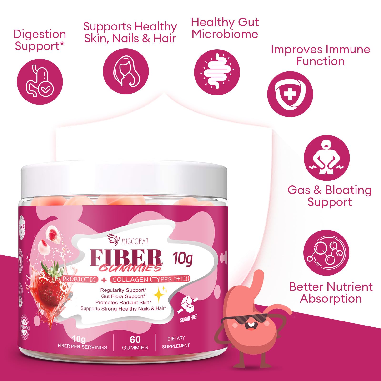 Gommes Migcopat fibre: flacon compact et texture gélifiée favorisant la digestion quotidienne