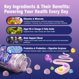 Migcopat Multivitamines Homme, oméga-3 et probiotiques pour cerveau et digestion.