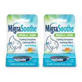 MigraSoothe roll-on montrant l'emballage portatif, parfait pour mobilité et usage quotidien.
