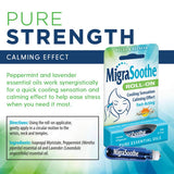 MigraSoothe roll-on appliqué sur un point de pression pour relaxer les tensions.