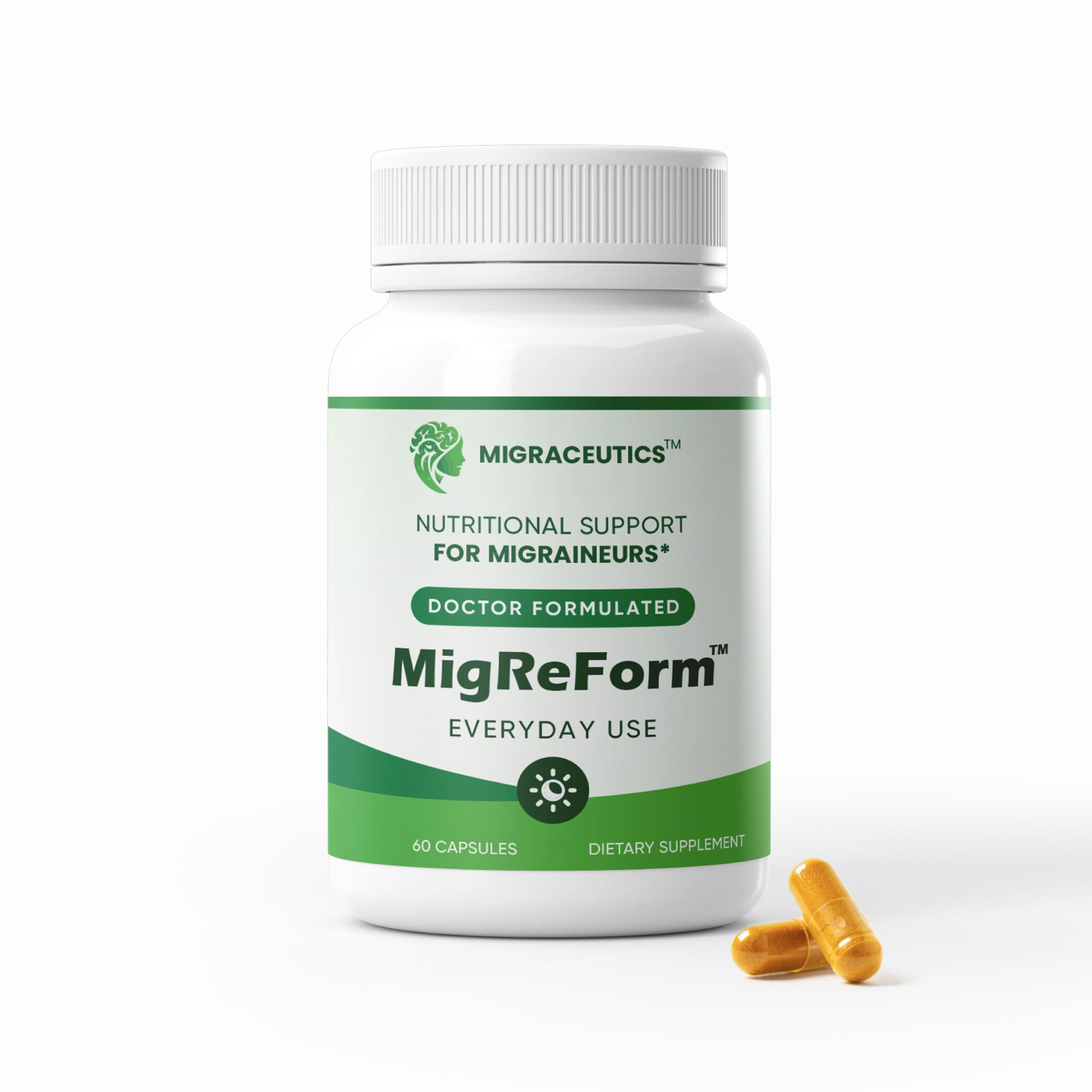 MigReForm — Bouteille de capsules pour le soutien quotidien du bien-être.