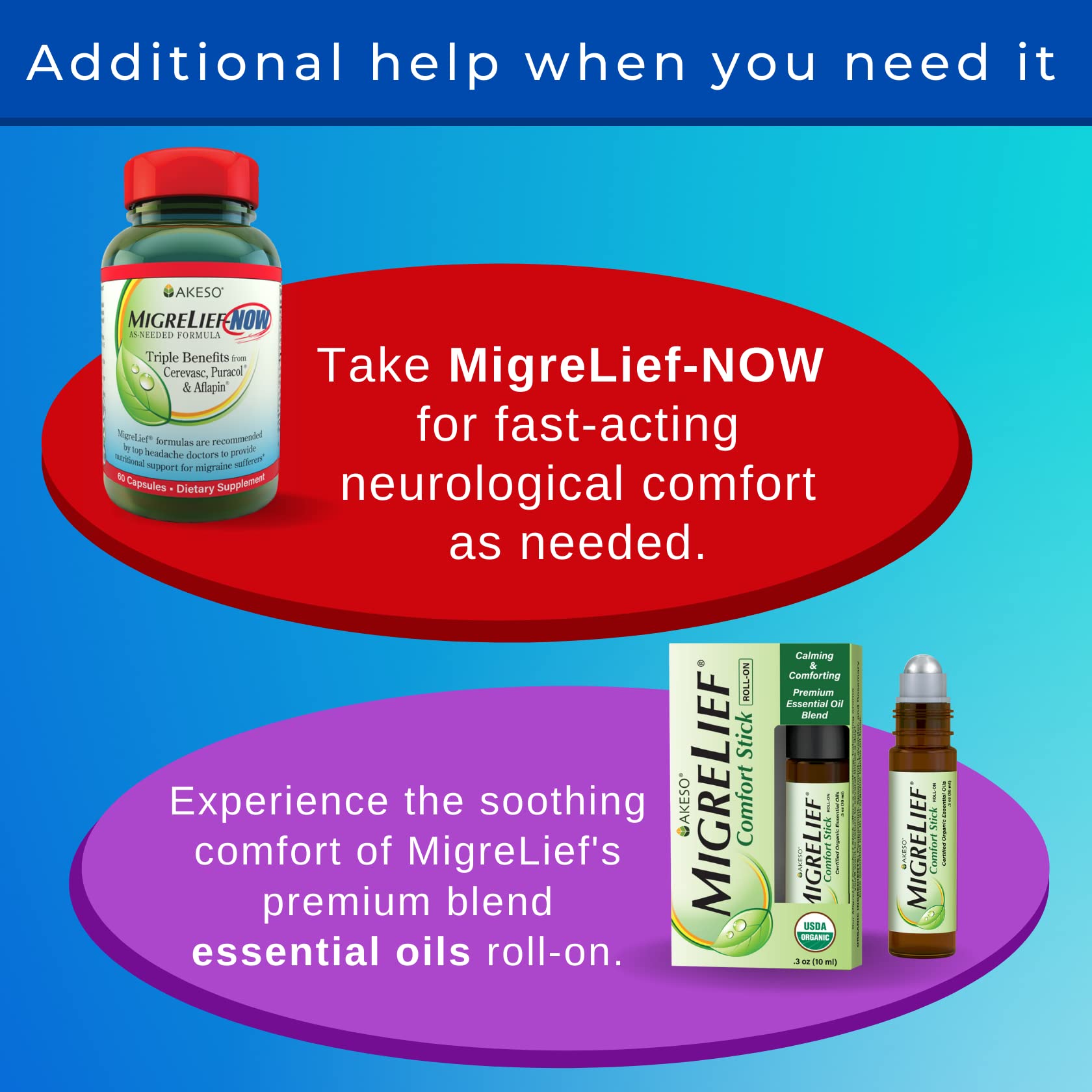 MigreLief-NOW : complément pouvant accompagner les formules MigreLief quotidiennes.