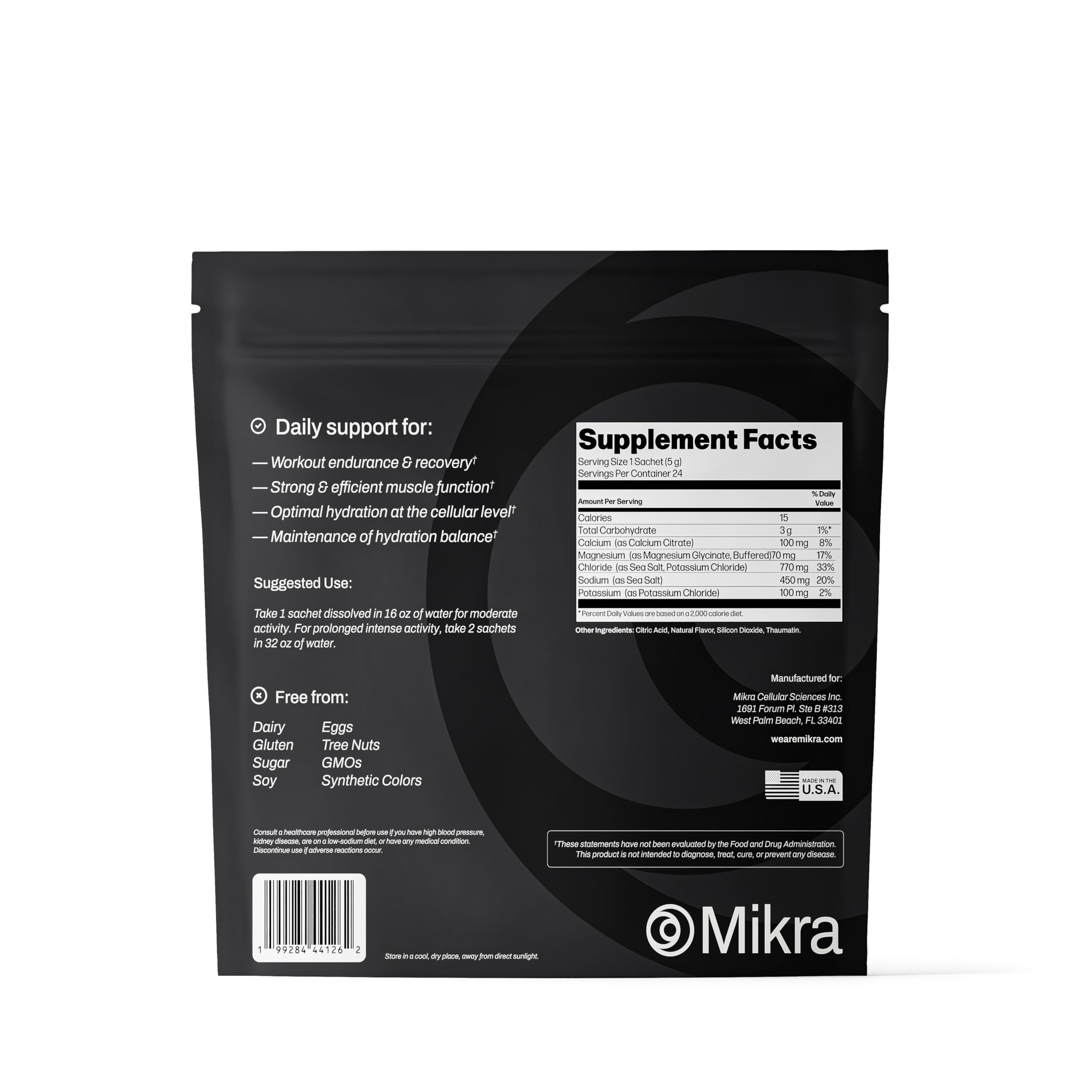 Rituel quotidien avec Mikra Hydrate, sachet pour soutenir vos efforts.