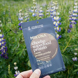 Emballage Mikuna Chocho protéine cacao, présentation pratique et claire