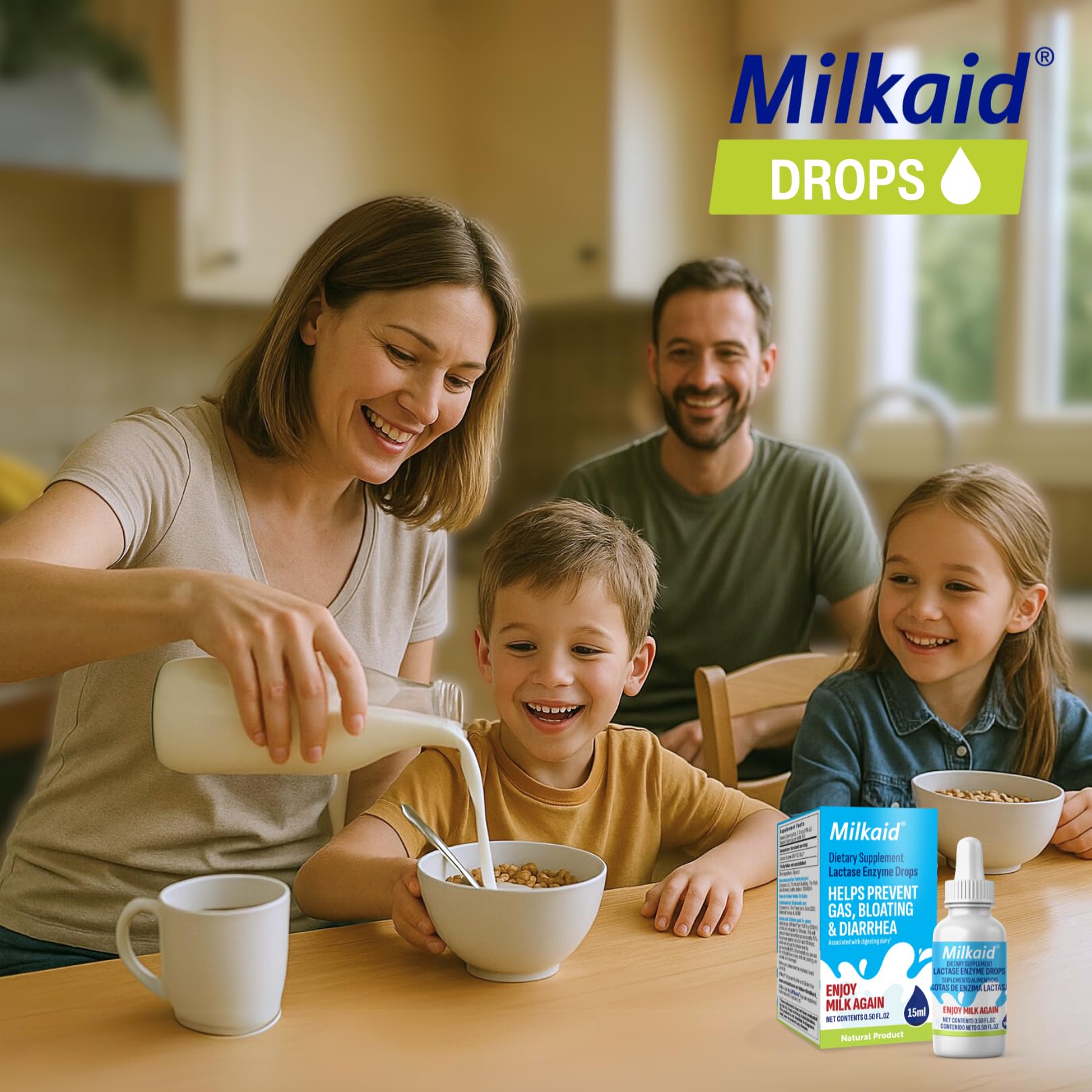 Emballage Milkaid sans arômes artificiels et végétarien.