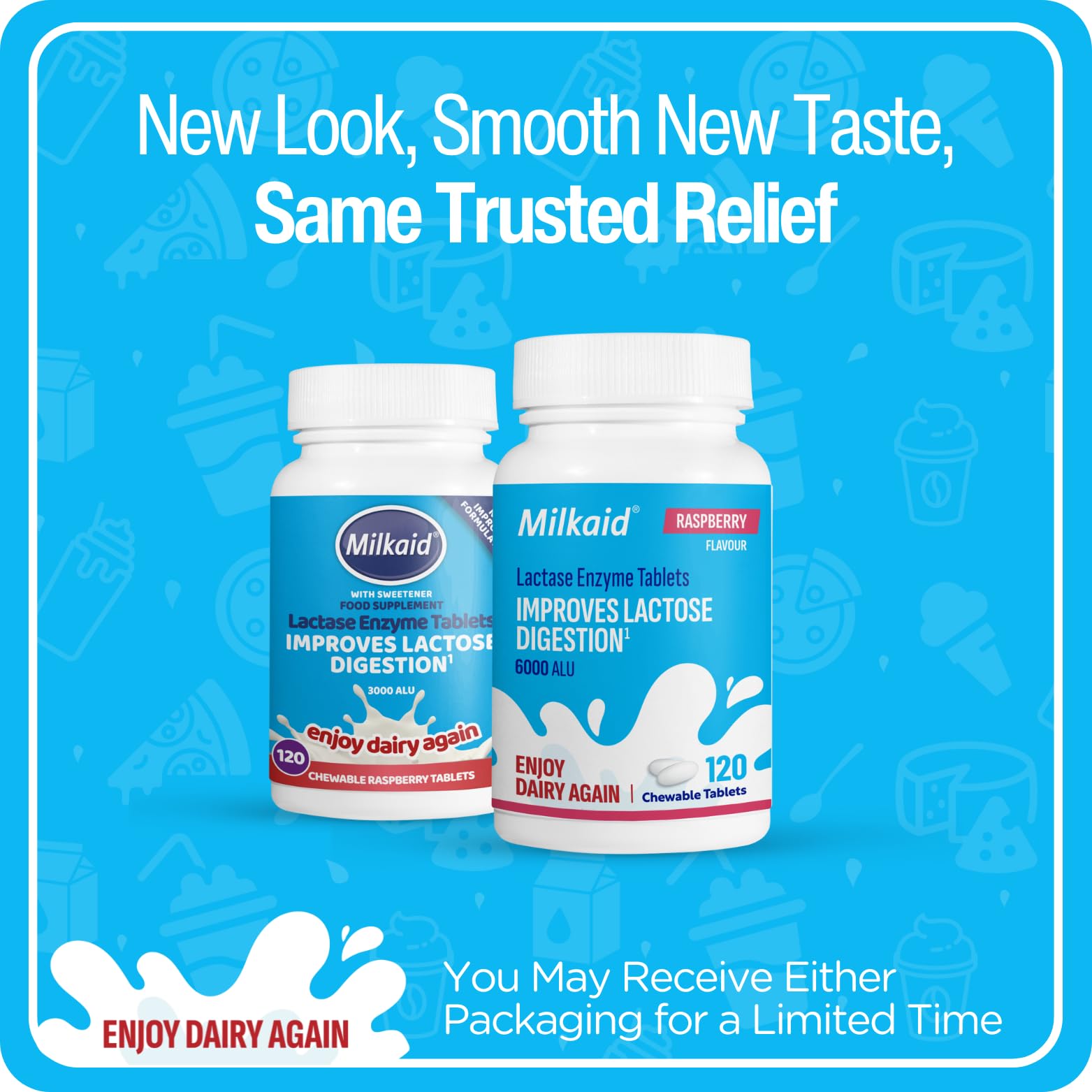 Milkaid tablettes lactase framboise masticables goût agréable