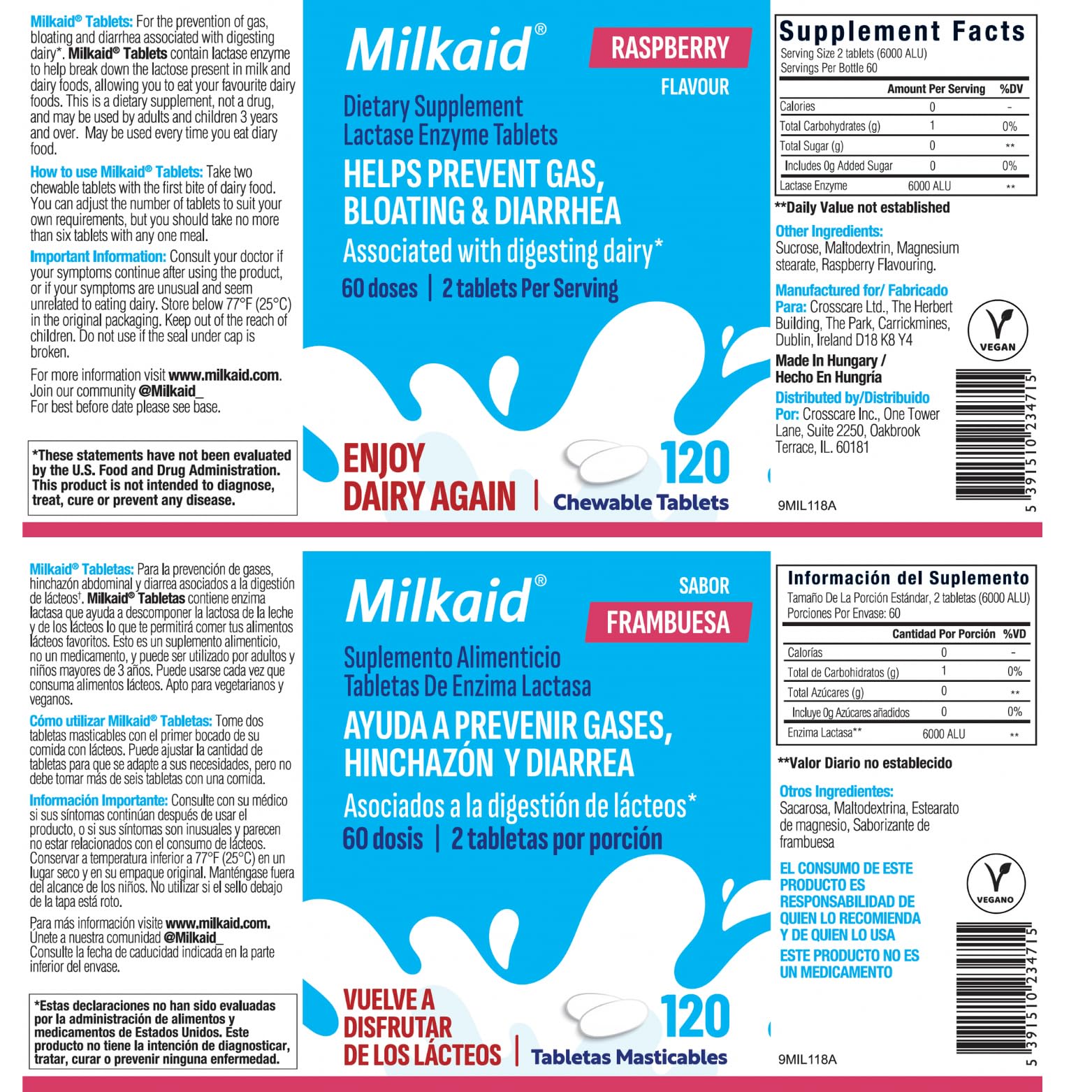 Milkaid tablettes lactase utilisation en dehors prise facile