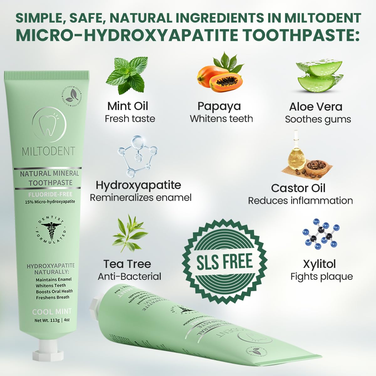 MILTODENT pâte sans mousse adaptée aux sensibilités et à la bouche sèche