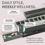 Étui pilules compact Mimi Medcessories, pratique pour transporter vos suppléments en déplacement.
