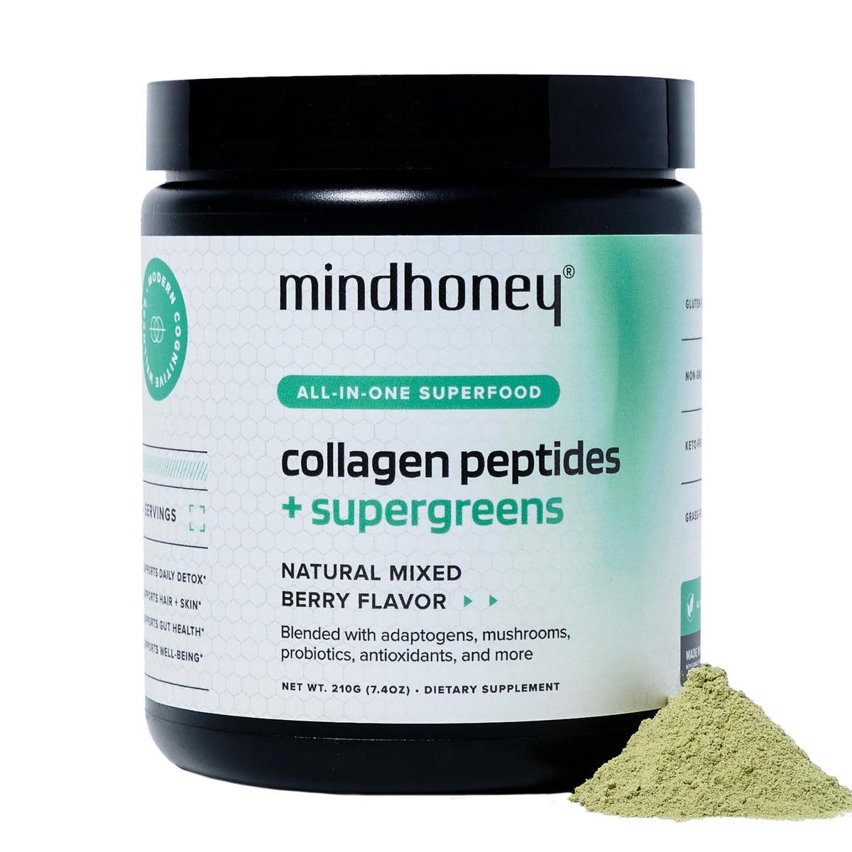 MINDHONEY collagène et super-aliments verts bouteille prête à mélanger, énergie quotidienne