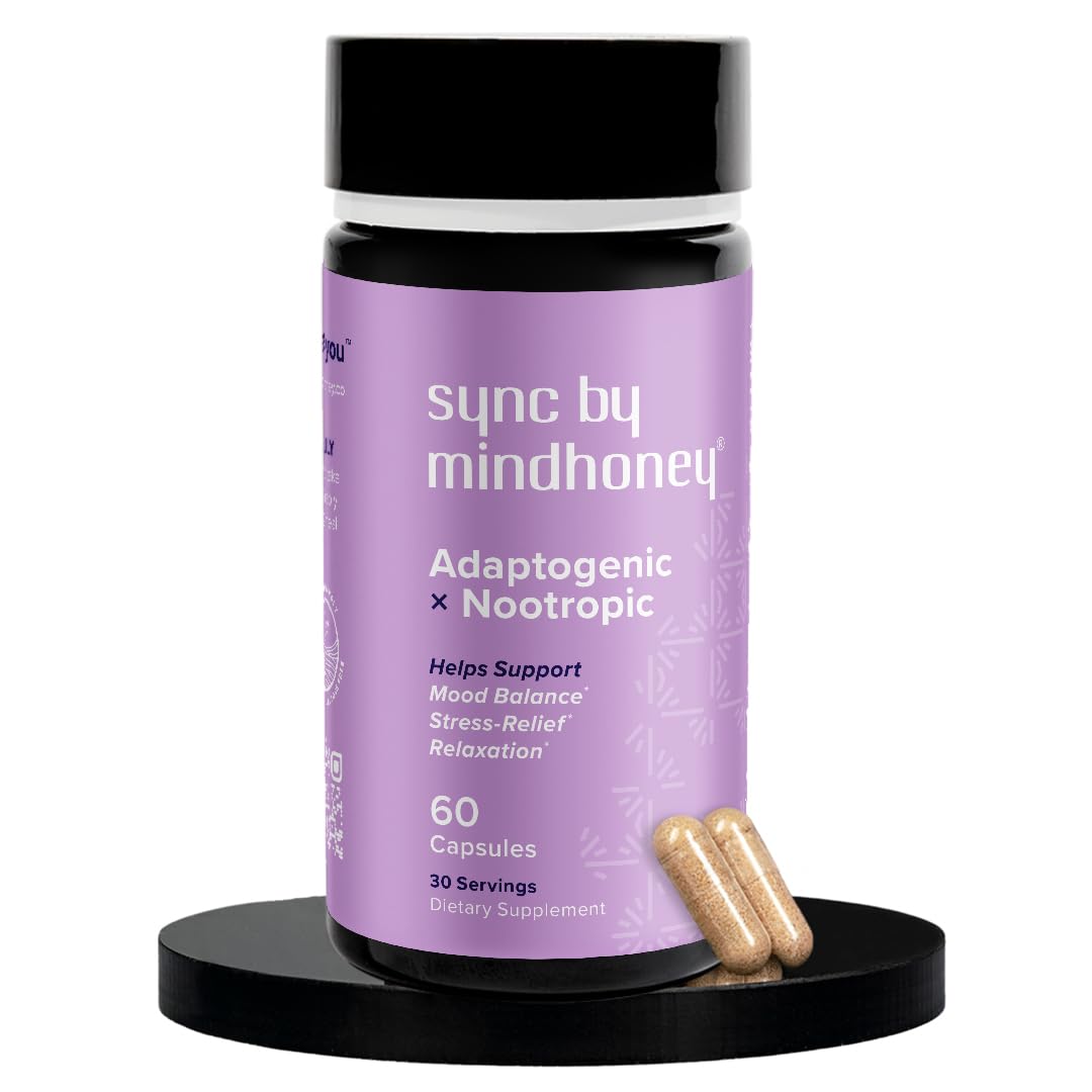 Mindhoney Sync: bouteille de 60 comprimés pour relaxations quotidiennes.
